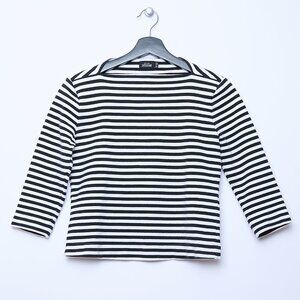 Kate Spade Saturday boatneck striped black white top nautical classic minimal XS
